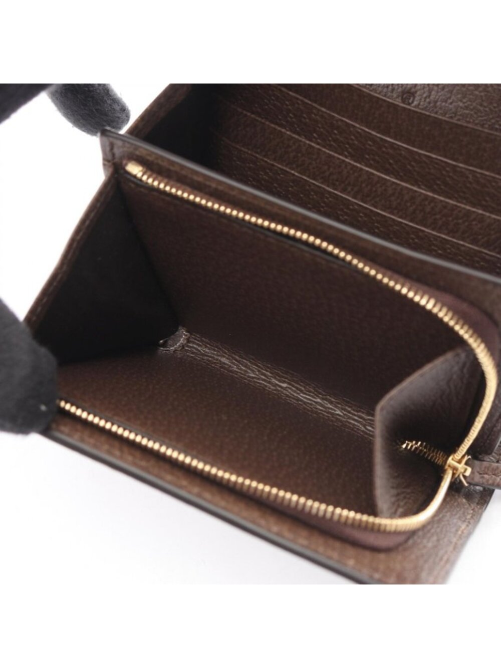 Gucci Bifold Wallet Ophidia GG Supreme Beige Dark Brown Leather Canvas Marmont - Picture 5 of 5